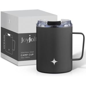 imageJoyJolt Triple Insulated Tumbler with Handle 12 oz Tumbler Cup with Lid Vacuum Sealed Copper Lined Double Wall Stainless Steel Tumblers Travel Mug with Lid Coffee Tumbler Smoothie Cup Tea MugMatte Black