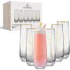 imageJoyJolt Disney Princess Sketch Stemless Flutes 95oz Glass Cups ft Princes Jasmine Ariel Belle Cinderella Tiana Rapunzel Kitchen Glassware Set of 6 Disney Gifts for Adults