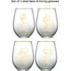 imageJoyJolt Disney Stitch Silly Sips Stemless Drinking Glasses 19oz Teardrop Glass Cups Glass Tumbler Cup Set of 4 Stitch Stuff Lilo and Stitch Gifts Disney Gifts for AdultsDisney Princess