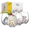 imageJoyJolt Disney Stitch Silly Sips Stemless Drinking Glasses 19oz Teardrop Glass Cups Glass Tumbler Cup Set of 4 Stitch Stuff Lilo and Stitch Gifts Disney Gifts for AdultsWinnie the Pooh