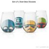 imageJoyJolt Disney Stitch Silly Sips Stemless Drinking Glasses 19oz Teardrop Glass Cups Glass Tumbler Cup Set of 4 Stitch Stuff Lilo and Stitch Gifts Disney Gifts for AdultsStar Wars Helmet Hues