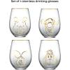 imageJoyJolt Disney Stitch Silly Sips Stemless Drinking Glasses 19oz Teardrop Glass Cups Glass Tumbler Cup Set of 4 Stitch Stuff Lilo and Stitch Gifts Disney Gifts for AdultsWinnie the Pooh Gold