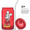 imageJoyJolt Disney Winnie the Pooh ampamp Friends Flower Power Glass Tumblers with Lids and Straws 16oz Glass Cups with Lids and Straws Can Shaped Drinking Glasses Set of 4 Disney Gifts for AdultsMickey Mouse