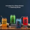 imageJoyJolt Disney Winnie the Pooh ampamp Friends Flower Power Glass Tumblers with Lids and Straws 16oz Glass Cups with Lids and Straws Can Shaped Drinking Glasses Set of 4 Disney Gifts for AdultsStar Wars