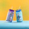 imageJoyJolt Disney Winnie the Pooh ampamp Friends Flower Power Glass Tumblers with Lids and Straws 16oz Glass Cups with Lids and Straws Can Shaped Drinking Glasses Set of 4 Disney Gifts for AdultsMickey Mouse