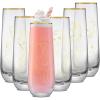 imageJoyJolt Disney Princess Sketch Stemless Flutes 95oz Glass Cups ft Princes Jasmine Ariel Belle Cinderella Tiana Rapunzel Kitchen Glassware Set of 6 Disney Gifts for Adults
