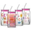 imageJoyJolt Disney Winnie the Pooh ampamp Friends Flower Power Glass Tumblers with Lids and Straws 16oz Glass Cups with Lids and Straws Can Shaped Drinking Glasses Set of 4 Disney Gifts for AdultsWinnie the Pooh