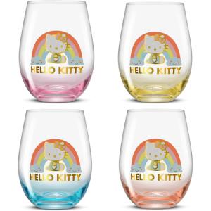 imageJoyJolt Disney Stitch Silly Sips Stemless Drinking Glasses 19oz Teardrop Glass Cups Glass Tumbler Cup Set of 4 Stitch Stuff Lilo and Stitch Gifts Disney Gifts for AdultsHello Kitty