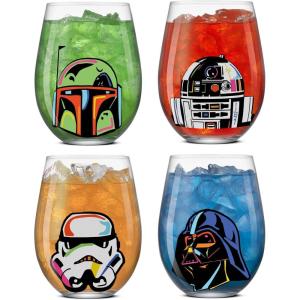 imageJoyJolt Disney Stitch Silly Sips Stemless Drinking Glasses 19oz Teardrop Glass Cups Glass Tumbler Cup Set of 4 Stitch Stuff Lilo and Stitch Gifts Disney Gifts for AdultsStar Wars Cosmic