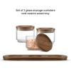imageJoyJolt Holden 14oz Stackable Glass Storage Containers with Lids and Wooden Tray Small Airtight Food Canister Set of 3 with Acacia Wood Lids Round Clear Stacking Pantry and Kitchen Containers14oz