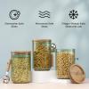 imageJoyJolt Holden 32oz Stackable Glass Storage Containers with Lids and Scoops Airtight Food Canister Set of 3 wAcacia Wood Lids Round Stacking Pantry and Kitchen Containers wScoop  SmokeSage Green