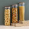 imageJoyJolt Holden 72oz Stackable Glass Storage Containers with Lids Large Kitchen Food Storage Canisters with Acacia Wood Lids Airtight Canister Set of 3 for Pasta Sugar Flour Pantry Organization