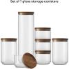 imageJoyJolt Holden 7Piece Stackable Glass Storage Containers with Lids Airtight Food Canister Set with Acacia Wood Lids Round Stacking Pantry and Kitchen Containers for Pasta Flour Sugar Coffee