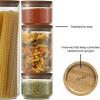 imageJoyJolt Holden 7Piece Stackable Glass Storage Containers with Lids Airtight Food Canister Set with Acacia Wood Lids Round Stacking Pantry and Kitchen Containers for Pasta Flour Sugar Coffee