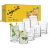image:imageJoyJolt Alain Drinking Glasses Set of 8 Glass Tumblers Highball 14oz Bar Glasses and Lowball 10oz Rocks Glasses Set Cocktail Juice Whiskey Glasses or Water Glasses Kitchen or Bar Glassware SetClear Glasses