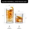 image:imageJoyJolt Alain Drinking Glasses Set of 8 Glass Tumblers Highball 14oz Bar Glasses and Lowball 10oz Rocks Glasses Set Cocktail Juice Whiskey Glasses or Water Glasses Kitchen or Bar Glassware SetFluted Glasses