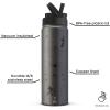 image:imageJoyJolt Disney MonoMouse Stainless Steel Water Bottle with Flip Straw Lid 22 oz Vacuum Insulated Water Bottle BPAFree Tumbler ft Mickey Mouse  Black
