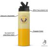 image:imageJoyJolt Harry Potter Hufflepuff Stainless Steel Water Bottle with Flip Straw Lid 22 oz Vacuum Insulated Water Bottle Yellow Reusable BPAFree Travel Tumbler Harry Potter Gifts for Women Men