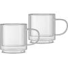 image:imageJoyJolt Haven Stackable Fluted Glass Mugs Set of 2 Ribbed Double Wall Insulated Coffee Cups 135oz Clear MugsClear Mugs