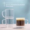 image:imageJoyJolt Haven Stackable Fluted Glass Mugs Set of 2 Ribbed Double Wall Insulated Coffee Cups 135oz Clear MugsClear Mugs