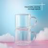 image:imageJoyJolt Haven Stackable Fluted Glass Mugs Set of 2 Ribbed Double Wall Insulated Coffee Cups 135oz Clear MugsEspresso Cups