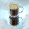 image:imageJoyJolt Haven Stackable Fluted Glass Mugs Set of 2 Ribbed Double Wall Insulated Coffee Cups 135oz Clear MugsEspresso Cups