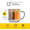 image:imageJoyJolt Haven Stackable Fluted Glass Mugs Set of 2 Ribbed Double Wall Insulated Coffee Cups 135oz Clear MugsEspresso Cups