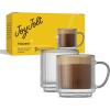 image:imageJoyJolt Haven Stackable Fluted Glass Mugs Set of 2 Ribbed Double Wall Insulated Coffee Cups 135oz Clear MugsEspresso Cups