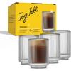 image:imageJoyJolt Haven Stackable Fluted Glass Mugs Set of 2 Ribbed Double Wall Insulated Coffee Cups 135oz Clear MugsEspresso Glasses