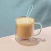 image:imageJoyJolt Haven Stackable Fluted Glass Mugs Set of 2 Ribbed Double Wall Insulated Coffee Cups 135oz Clear MugsFluted