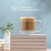 image:imageJoyJolt Haven Stackable Fluted Glass Mugs Set of 2 Ribbed Double Wall Insulated Coffee Cups 135oz Clear MugsFluted