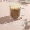 image:imageJoyJolt Haven Stackable Fluted Glass Mugs Set of 2 Ribbed Double Wall Insulated Coffee Cups 135oz Clear MugsFluted