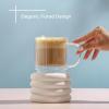 image:imageJoyJolt Haven Stackable Fluted Glass Mugs Set of 2 Ribbed Double Wall Insulated Coffee Cups 135oz Clear MugsFluted