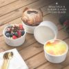 image:imageJoyJolt Small Ramekins 4 oz Oven Safe Bowls White Embossed Porcelain Ceramic Ramekin Set of 4 Creme Brulee Ramekins Souffle Cups Custard Cups Charcuterie Bowls Sauce Cups Gratin Ramiken