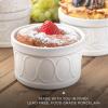 image:imageJoyJolt Small Ramekins 4 oz Oven Safe Bowls White Embossed Porcelain Ceramic Ramekin Set of 4 Creme Brulee Ramekins Souffle Cups Custard Cups Charcuterie Bowls Sauce Cups Gratin Ramiken