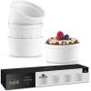 image:imageJoyJolt Small Ramekins 4 oz Oven Safe Bowls White Embossed Porcelain Ceramic Ramekin Set of 4 Creme Brulee Ramekins Souffle Cups Custard Cups Charcuterie Bowls Sauce Cups Gratin Ramiken