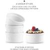 image:imageJoyJolt Small Ramekins 4 oz Oven Safe Bowls White Embossed Porcelain Ceramic Ramekin Set of 4 Creme Brulee Ramekins Souffle Cups Custard Cups Charcuterie Bowls Sauce Cups Gratin Ramiken