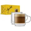image:imageJoyJolt Haven Stackable Fluted Glass Mugs Set of 2 Ribbed Double Wall Insulated Coffee Cups 135oz Clear MugsClear Mugs