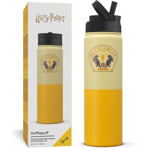 image:imageJoyJolt Harry Potter Hufflepuff Stainless Steel Water Bottle with Flip Straw Lid 22 oz Vacuum Insulated Water Bottle Yellow Reusable BPAFree Travel Tumbler Harry Potter Gifts for Women Men