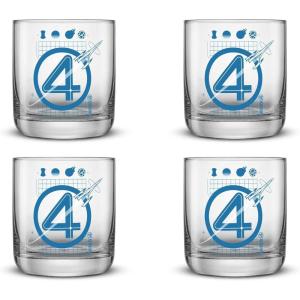 image:imageJoyJolt Marvel The Fantastic Four First Steps Blueprint Short Drinking Glasses 10oz Superhero Glass Cups Set of 4 Glass Tumbler Set Drink Gifts for Marvel Lovers