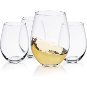 image:imageJoyJolt Spirits Stemless Wine Glasses for Red or White Wine Set of 415Ounces19 Ounces