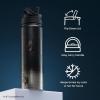 image:imageJoyJolt Star Wars Linear Darth Vader Stainless Steel Water Bottle with Flip Straw Lid 22 oz Vacuum Insulated Water Bottle BPAFree Tumbler for Sports and Travel Star Wars GiftsDarth Vader