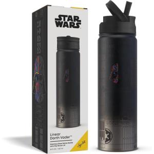 image:imageJoyJolt Star Wars Linear Darth Vader Stainless Steel Water Bottle with Flip Straw Lid 22 oz Vacuum Insulated Water Bottle BPAFree Tumbler for Sports and Travel Star Wars GiftsDarth Vader
