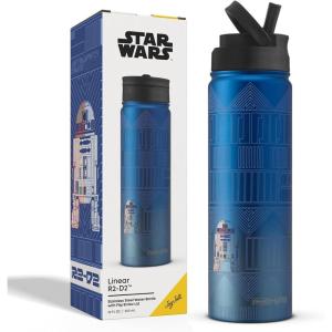 image:imageJoyJolt Star Wars Linear Darth Vader Stainless Steel Water Bottle with Flip Straw Lid 22 oz Vacuum Insulated Water Bottle BPAFree Tumbler for Sports and Travel Star Wars GiftsDeath Star
