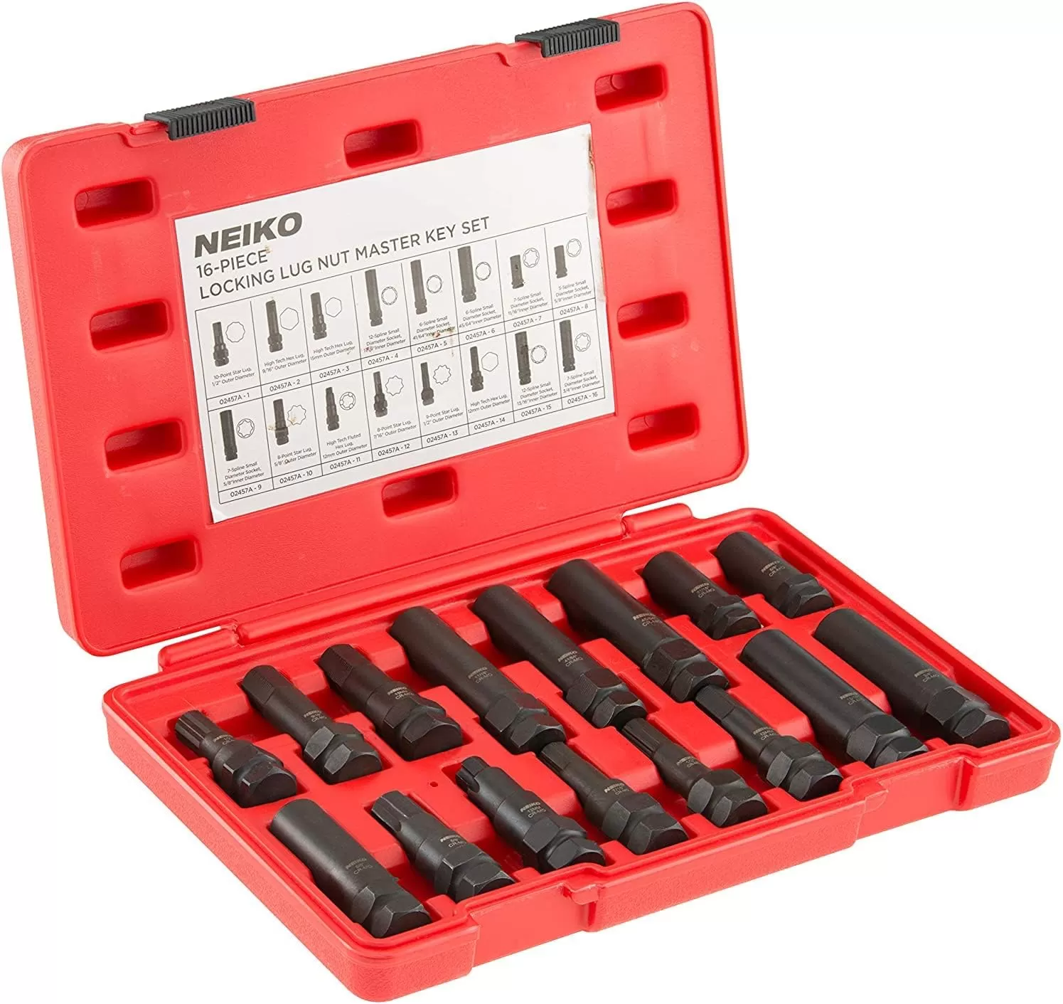 imageNEIKO 02282B 12InchDrive Impact Socket Set Flip Socket Set Chrome Moly Steel Includes 3Inch Bar Extension 8 Deep SAE and Metric Sizes 5 PiecesLug Nut Key
