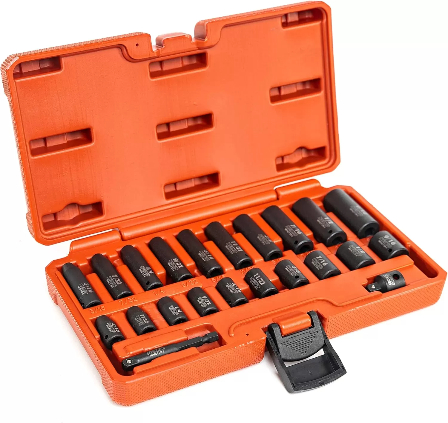imageNEIKO 02437A 14 Drive Impact Socket Set 54 Piece Metric ampamp Standard Deep ampamp Shallow Chrome Vanadium Steel 38 to 14 Reducer Hex Shank Adapter Metric and Standard Deep Socket SetSAE