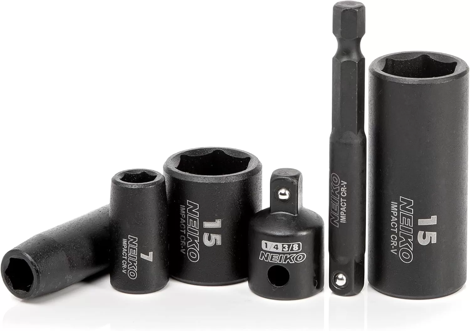 imageNEIKO 02437A 14 Drive Impact Socket Set 54 Piece Metric ampamp Standard Deep ampamp Shallow Chrome Vanadium Steel 38 to 14 Reducer Hex Shank Adapter Metric and Standard Deep Socket SetMetric