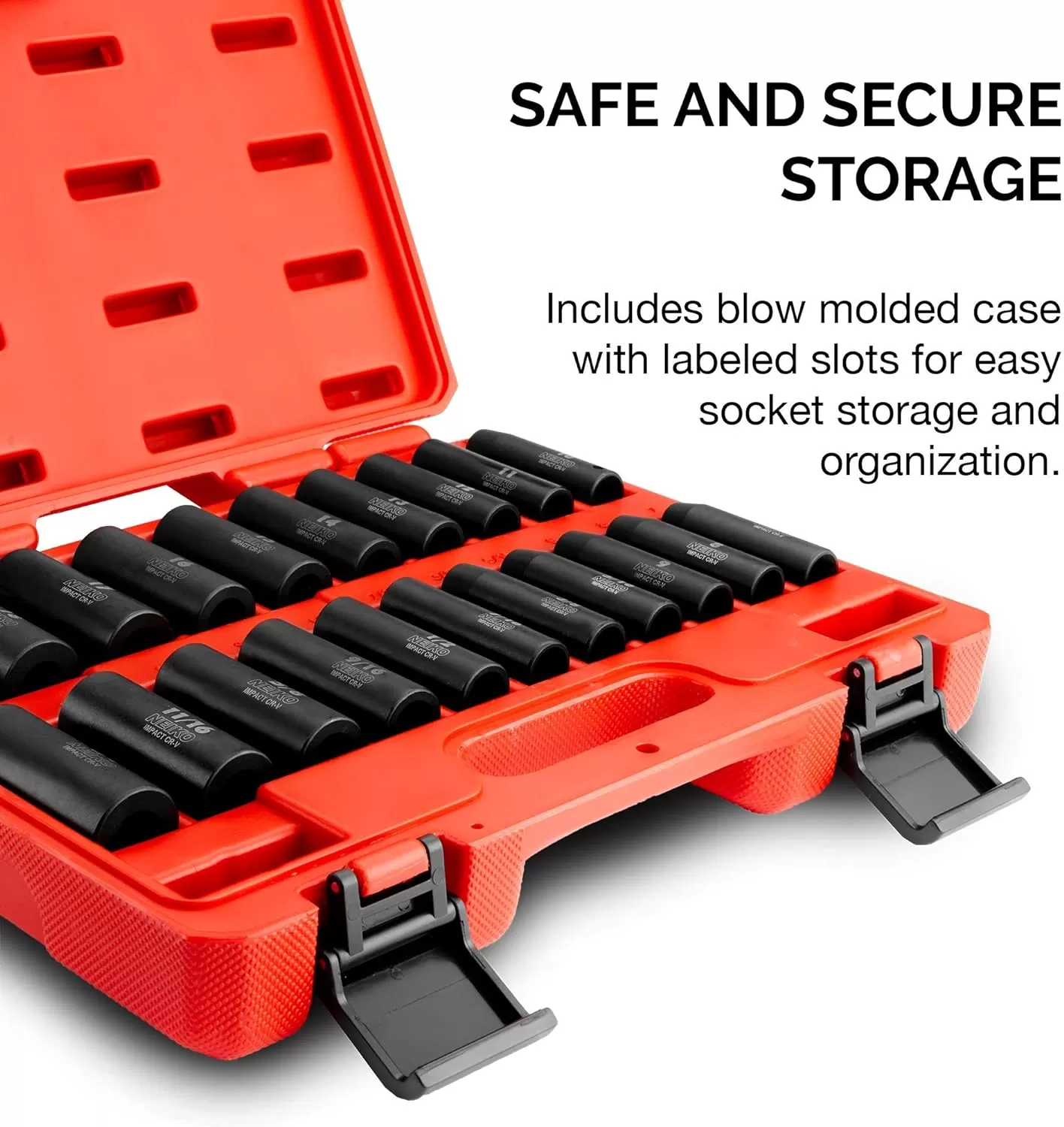 imageNEIKO 02440A 38InchDrive Impact Socket Set SAE Sizes 516quot to 34quot and Metric Sizes 8 mm to 19 mm Includes Extension Bars and UJoint 44 PiecesSAE and Metric