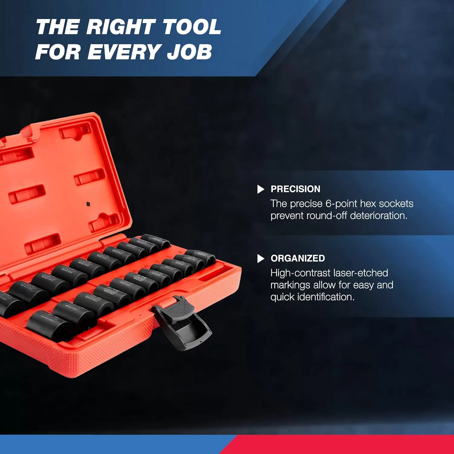imageNEIKO 02440A 38InchDrive Impact Socket Set SAE Sizes 516quot to 34quot and Metric Sizes 8 mm to 19 mm Includes Extension Bars and UJoint 44 PiecesSAE and Metric