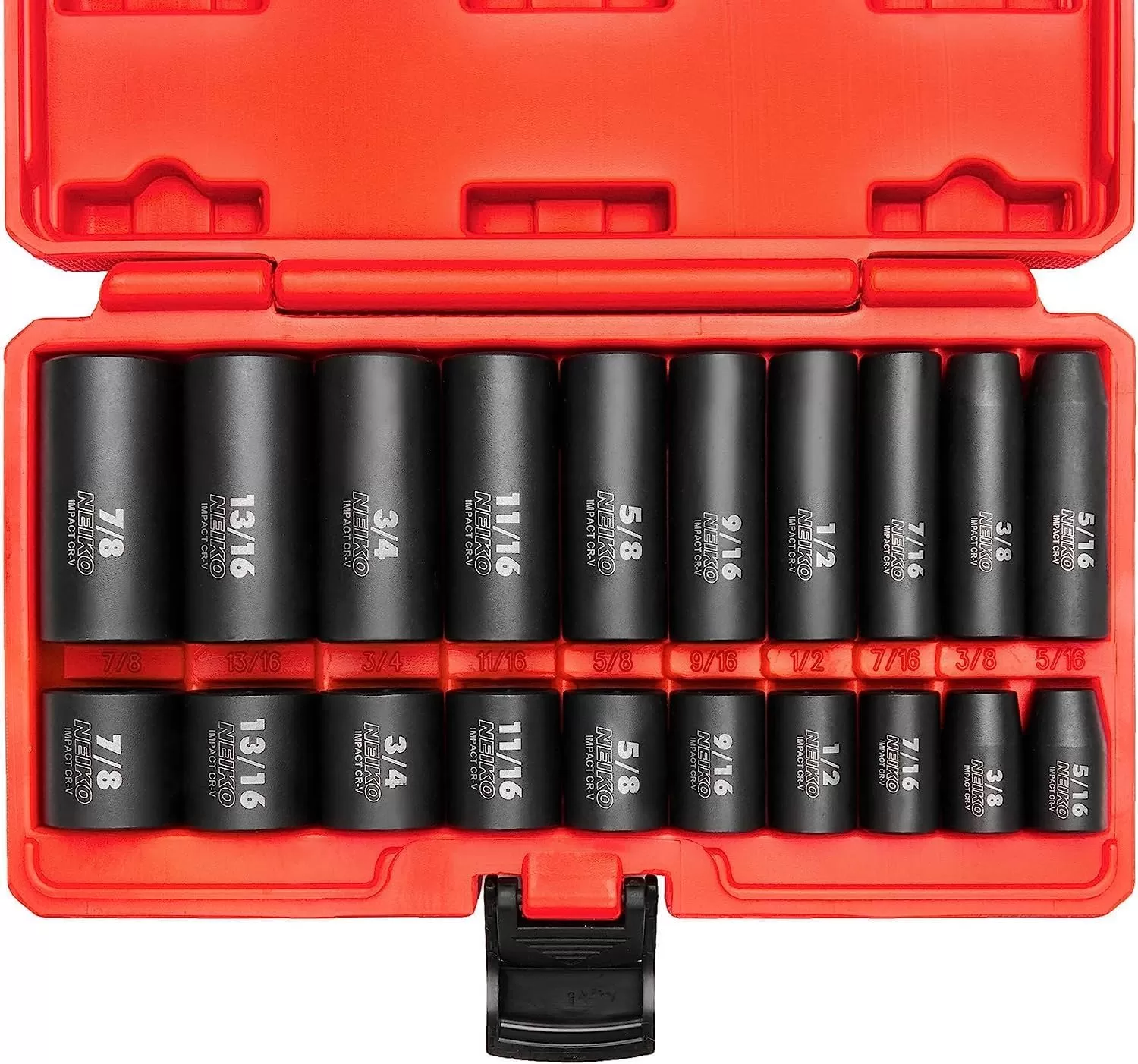imageNEIKO 02440A 38InchDrive Impact Socket Set SAE Sizes 516quot to 34quot and Metric Sizes 8 mm to 19 mm Includes Extension Bars and UJoint 44 PiecesSAE